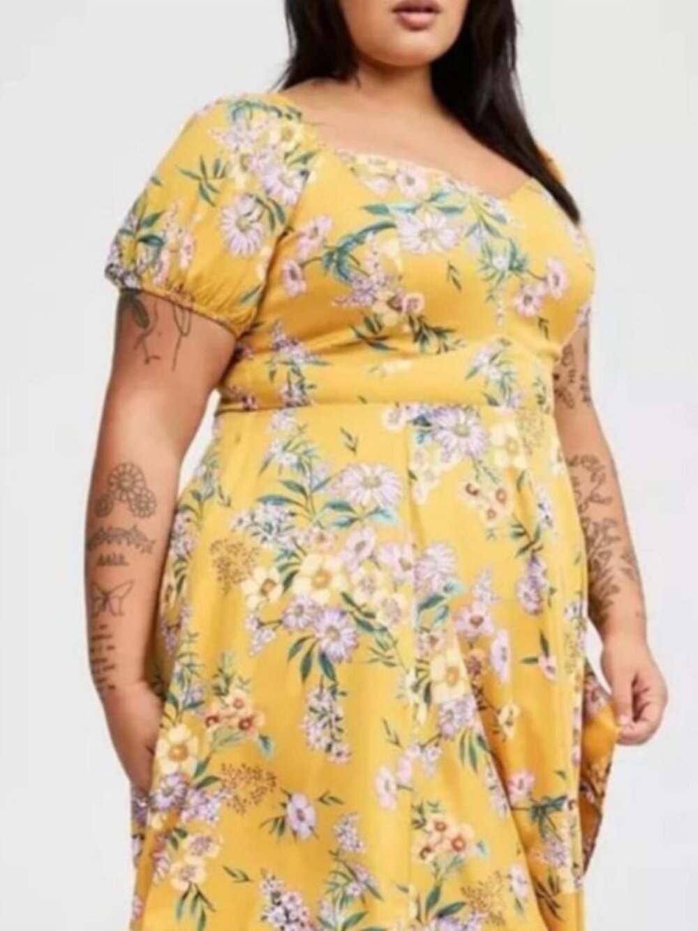 Torrid Size 2X Yellow Floral Mini Dress